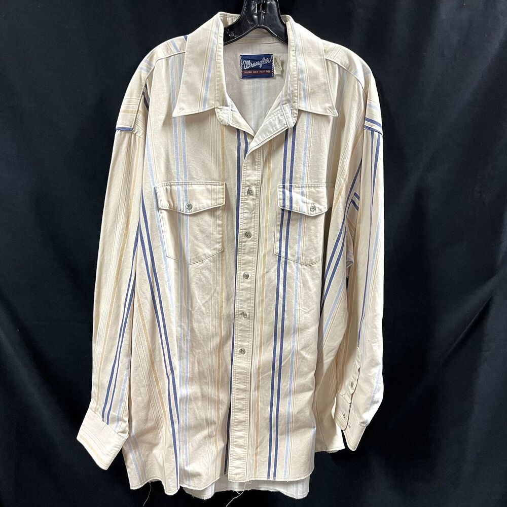 Wrangler Cowboy Shirt Mens Long Sleeve X-Long Tails 19-37 Tall Damage